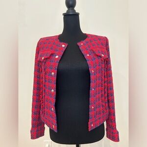 IRO Red and Blue Metallic Tweed Blazer Size FR 34 / US Small